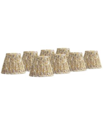 3 1/2" Top x 6" Bottom x 5" High x 5" Slant Print Lamp Shade Replacement Set of 8 Pleated Clip On Candelabra