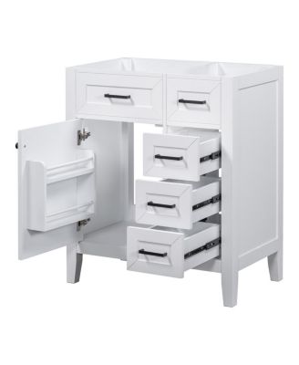 30 Inch Modern Bathroom Vanity Base without Sink, Solid Wood Cabinet with Drawers and Door Shelf, Freestanding Storage.