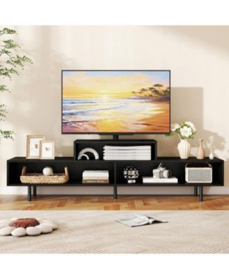 Contemporary Three-Cubby TV Stand with Raised Base