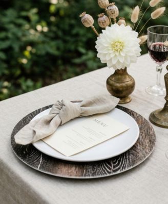 Walnut Finish Charger Plate 12 Piece Dinnerware Set, Service for 12