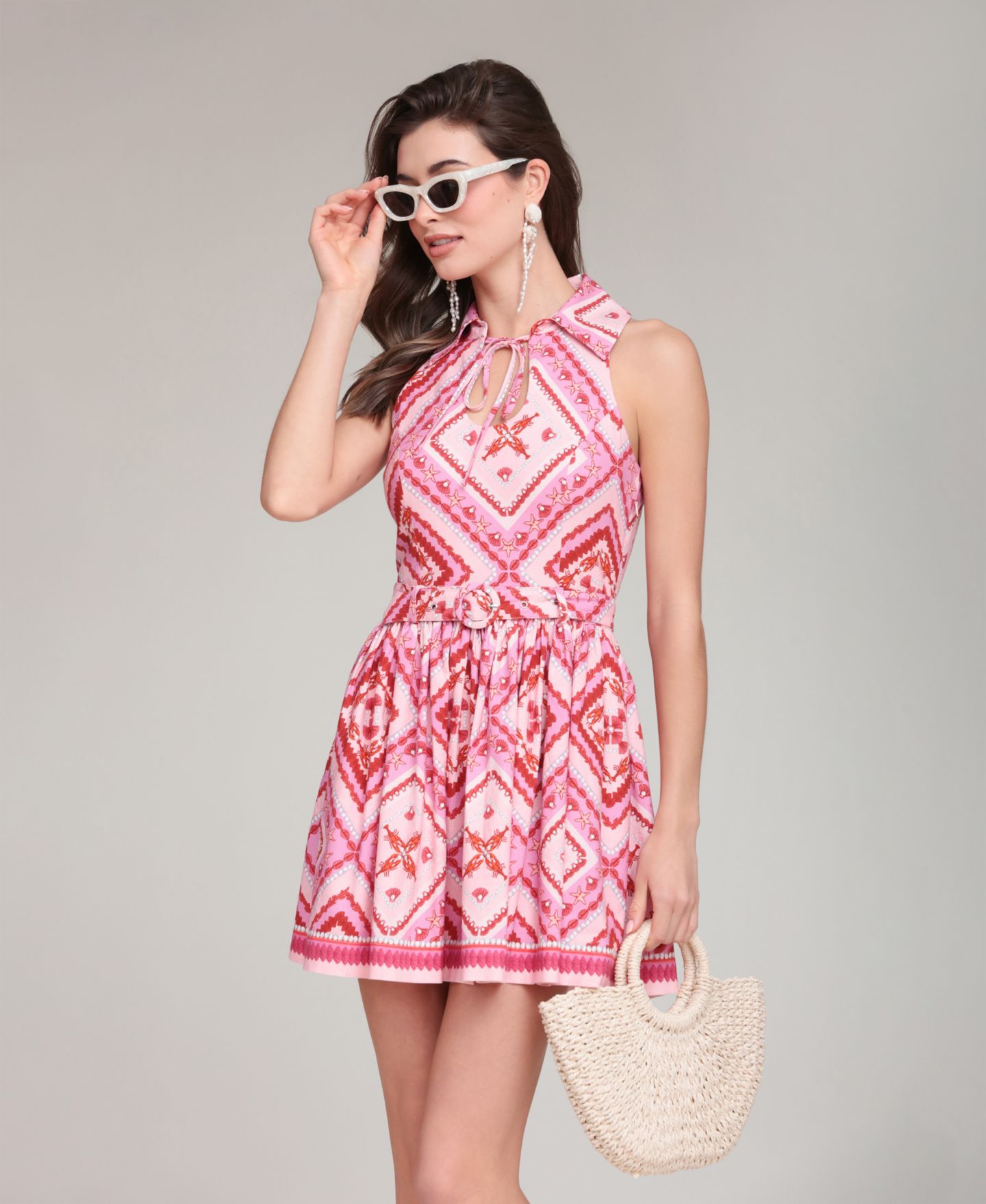 Женское платье Avec Les Filles Sleeveless Tie Detail Mini, цвет: Жемчужный — фото 6