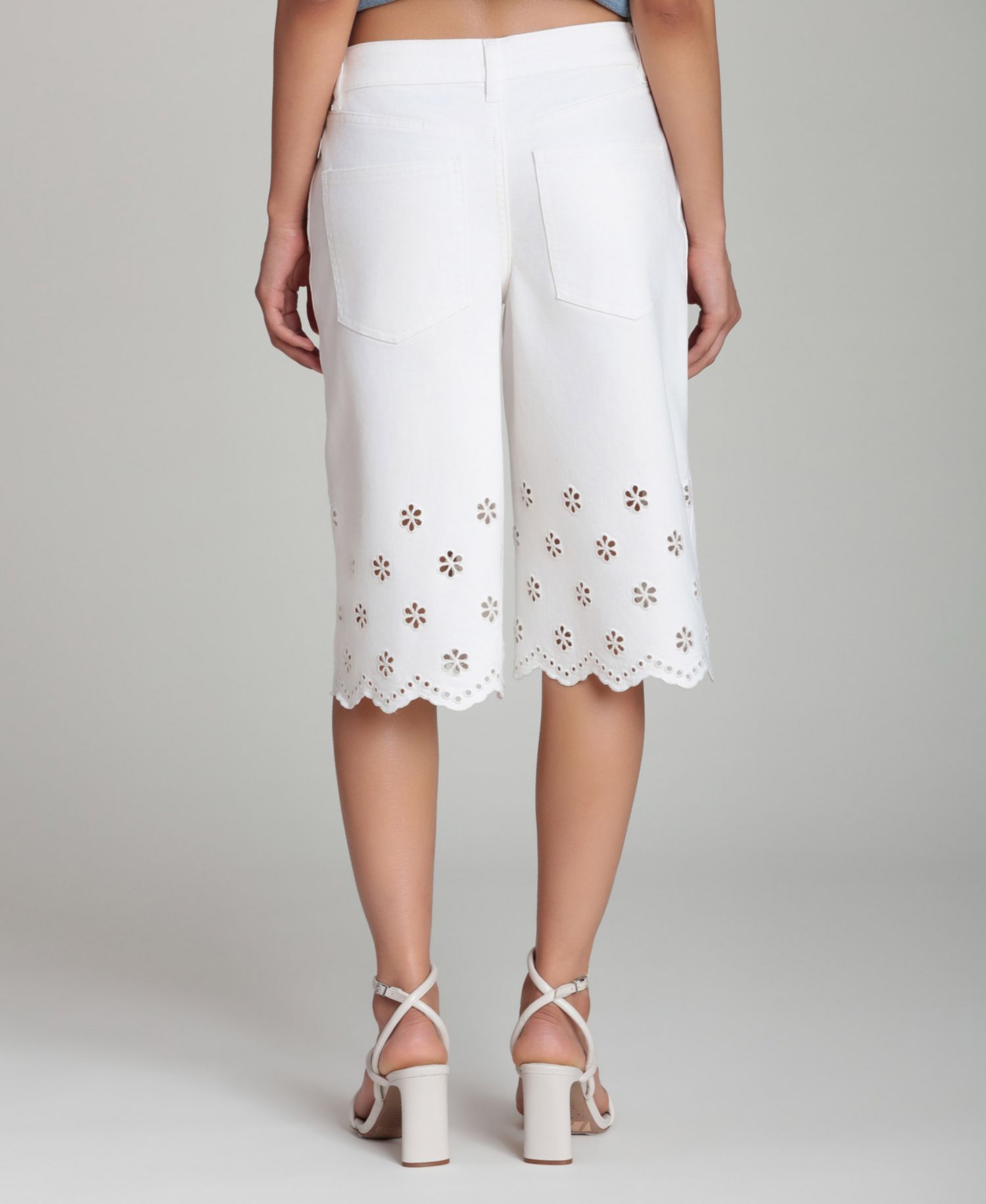 Women's Mid-Rise Floral Cutout Detail Shorts