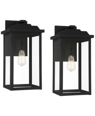 Eastcrest Modern Outdoor Wall Light Fixtures Set of 2 Textured Metal 20 1/2" Clear Glass for Post Exterior Barn Deck