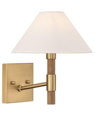 Possini Euro Conrad 11"H Brushed Champagne and Faux Wood Wall Sconce