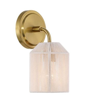 Jacob 11" High Modern Wall Sconce Light Lamp Fixture Mount Set of 2 Bathroom Hardwired Natural Rope Shade