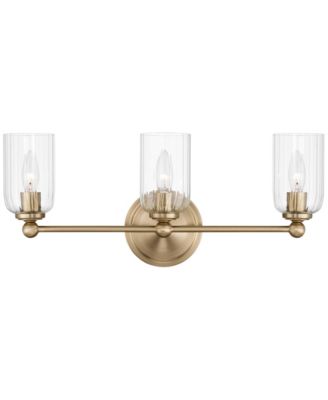Possini Euro Oliver 21 3/4"W Satin Brass and Glass 3-Light Bath Light