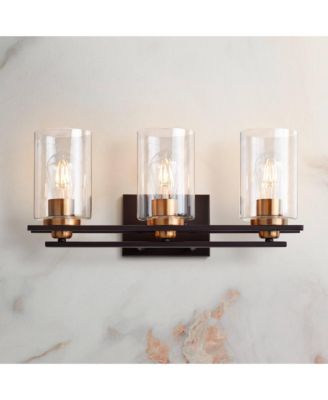 Demy Vintage Industrial Wall Light Bronze Gold Hardwire 20" 3-Light Fixture Clear Glass for Bedroom Bathroom Vanity Reading House