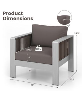 Aluminum Patio Armchair with Thick Back and Seat Cushions