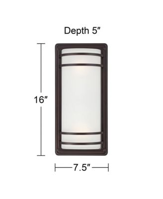Habitat Modern Industrial Outdoor Wall Light Fixtures Set of 2 Rubbed Bronze 16" Opal Glass for Post Exterior Barn Deck
