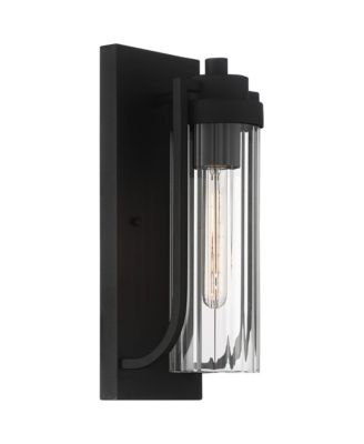 Bogota Modern Outdoor Wall Light Fixtures Set of 2 Textured 15 1/2" Clear Ribbed Glass for Post Exterior Barn