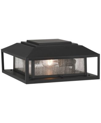 Gregor 6" High Modern Outdoor Pier Mount Light Fixture Porch House Exterior Weatherproof Black Seeded Glass Shade
