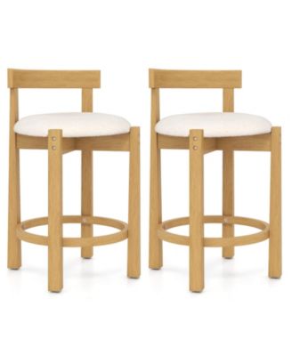 24" Counter Height Bar Stools Set of 2 with Backrests and Footrests for Dining Room