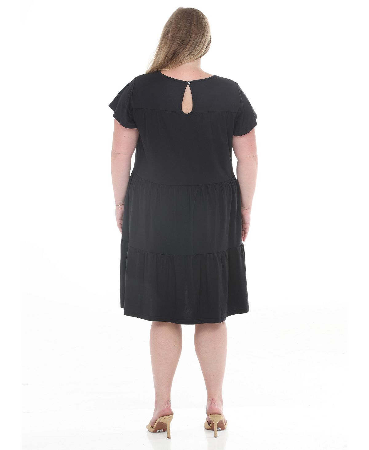 White Mark Plus Size Flutter-Sleeve Ruffle Tiered Dress view 5 — MAYCSS fashion products