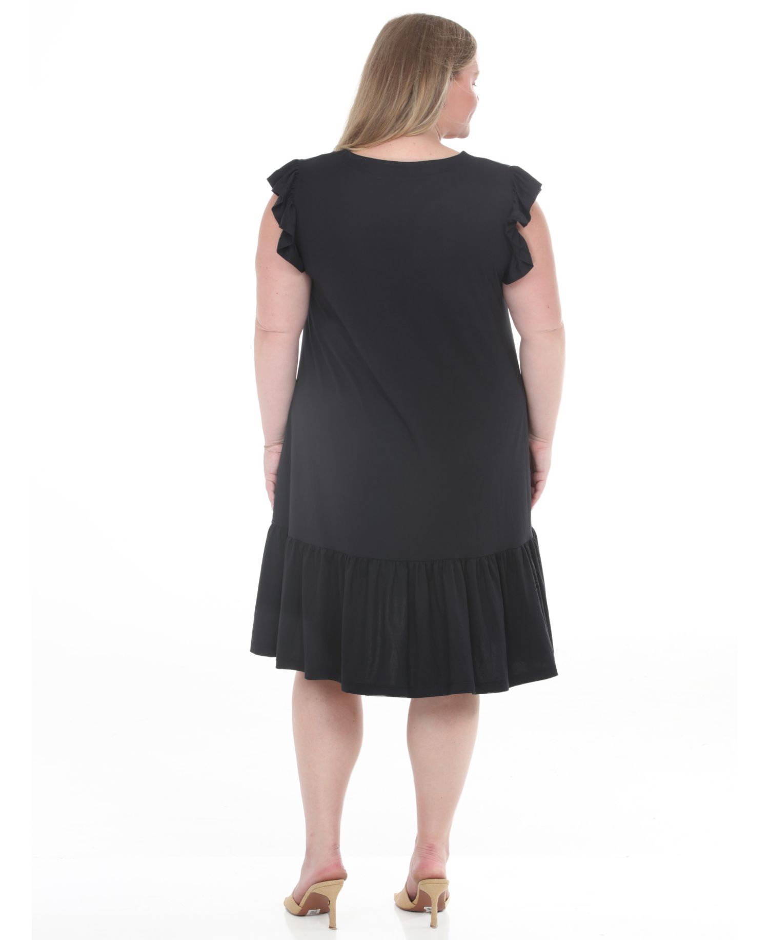 Plus Size Button-Front Tiered Swing Dress
