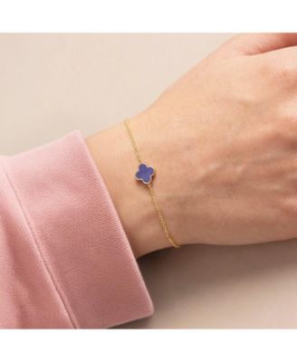 Mini Amethyst Single Clover Bracelet 14K Gold