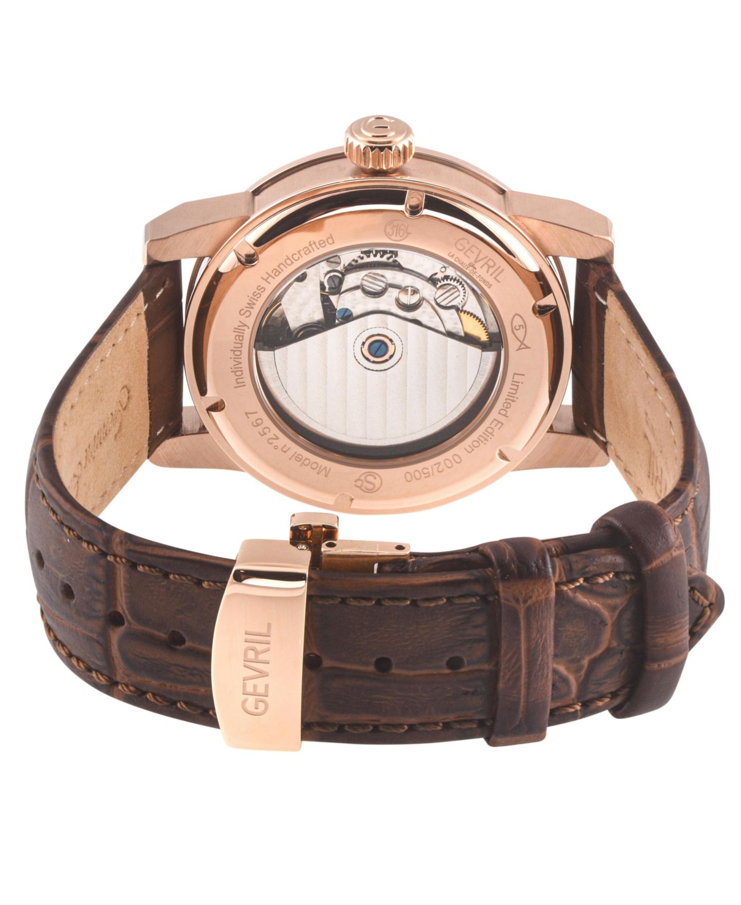 Мужские часы Gevril Madison Swiss Automatic Italian Leather Strap Watch, цвет: Open Miscellaneous — фото 3