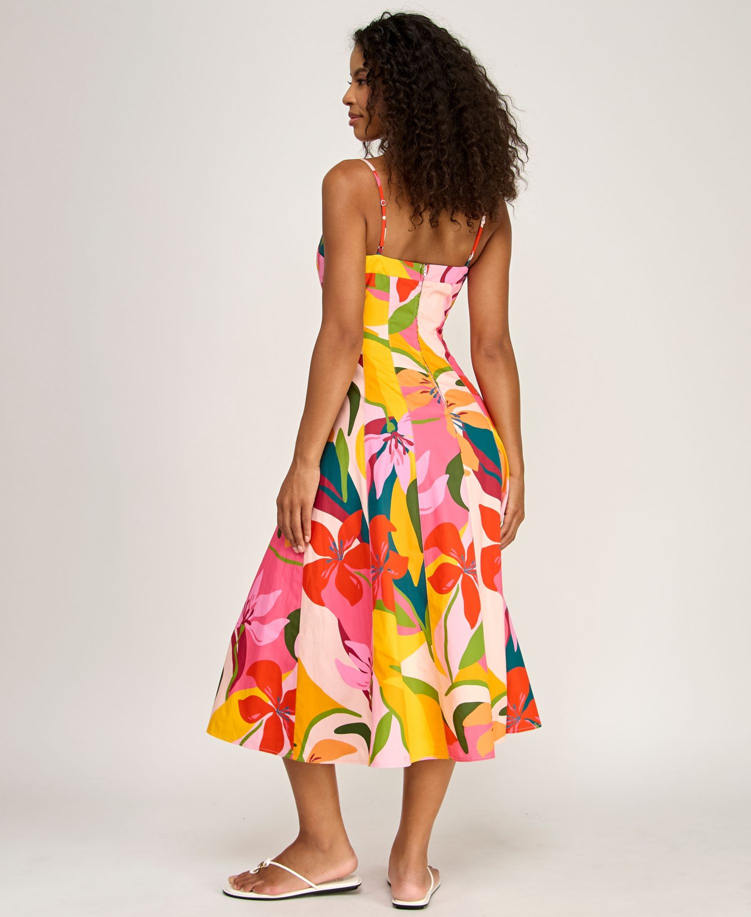 Juniors' Printed Poplin Square Neck Midi Dress