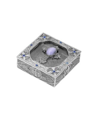 Pewter Blue Lace Agate Semi Precious With Sapphire Rosay Box