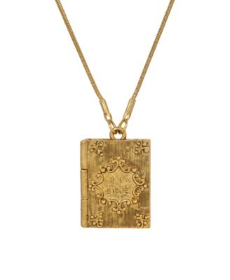 Gold Tone Psalm 23:4 Bible Locket Necklace