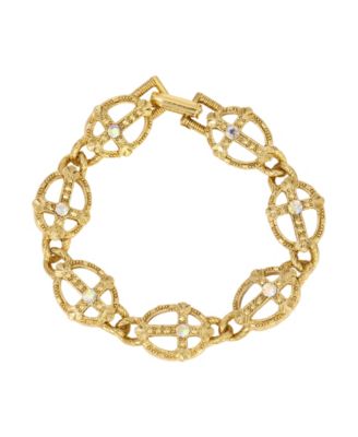 Gold Tone Cross with Crystals Bracelet