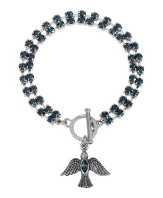 Silver Tone Montana Crystal Dove Charm Bracelet
