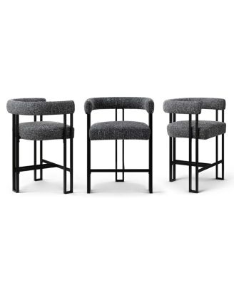 24" Upholstered Counter Height Stools with Arms for Island, Set of 3