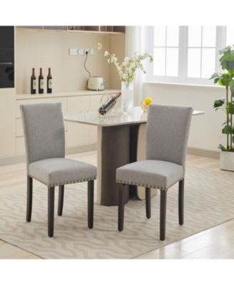 Upholstered Dining Chairs Set of 2, Fabric Parsons Dining Room Chairs with Nailhead Trim