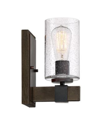 Poetry High Wall Sconces Light Lamp Fixture Mount Set of 2 Bathroom Hardwired Clear Seeded Glass Shade