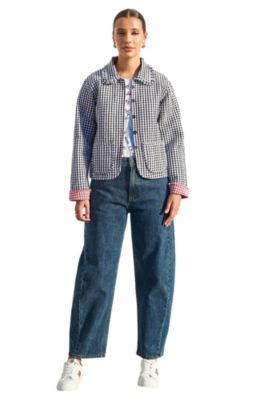Women's Gingham Frill Collar Jacket