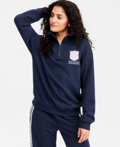 Женская толстовка Love Tribe Juniors' Hello Kitty Match Quarter-Zip, цвет: Тёмно-синий