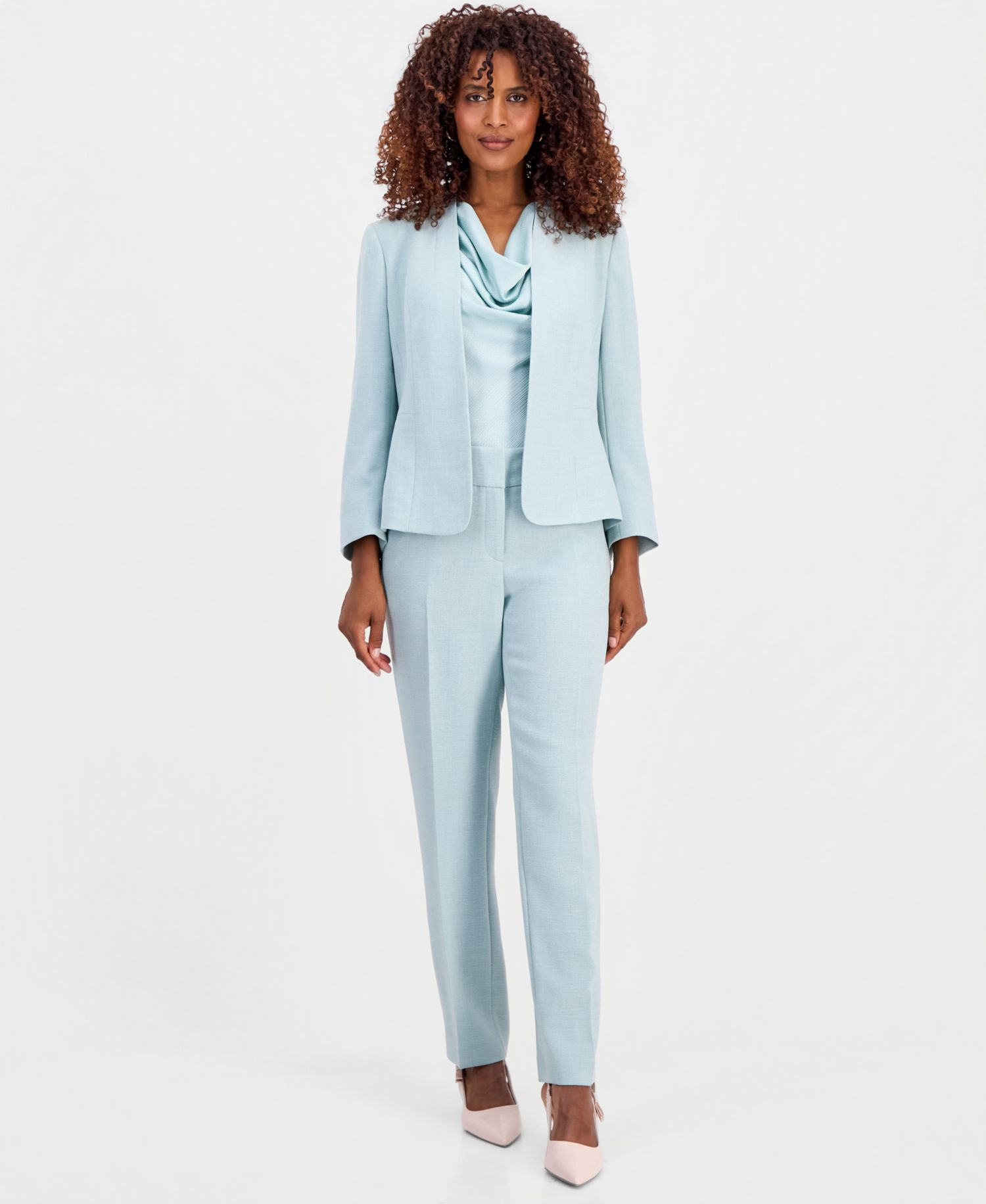 Petite Collarless Open-Front Blazer