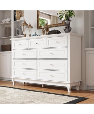9-Drawer Wood Dresser Storage Cabinet Modern Style