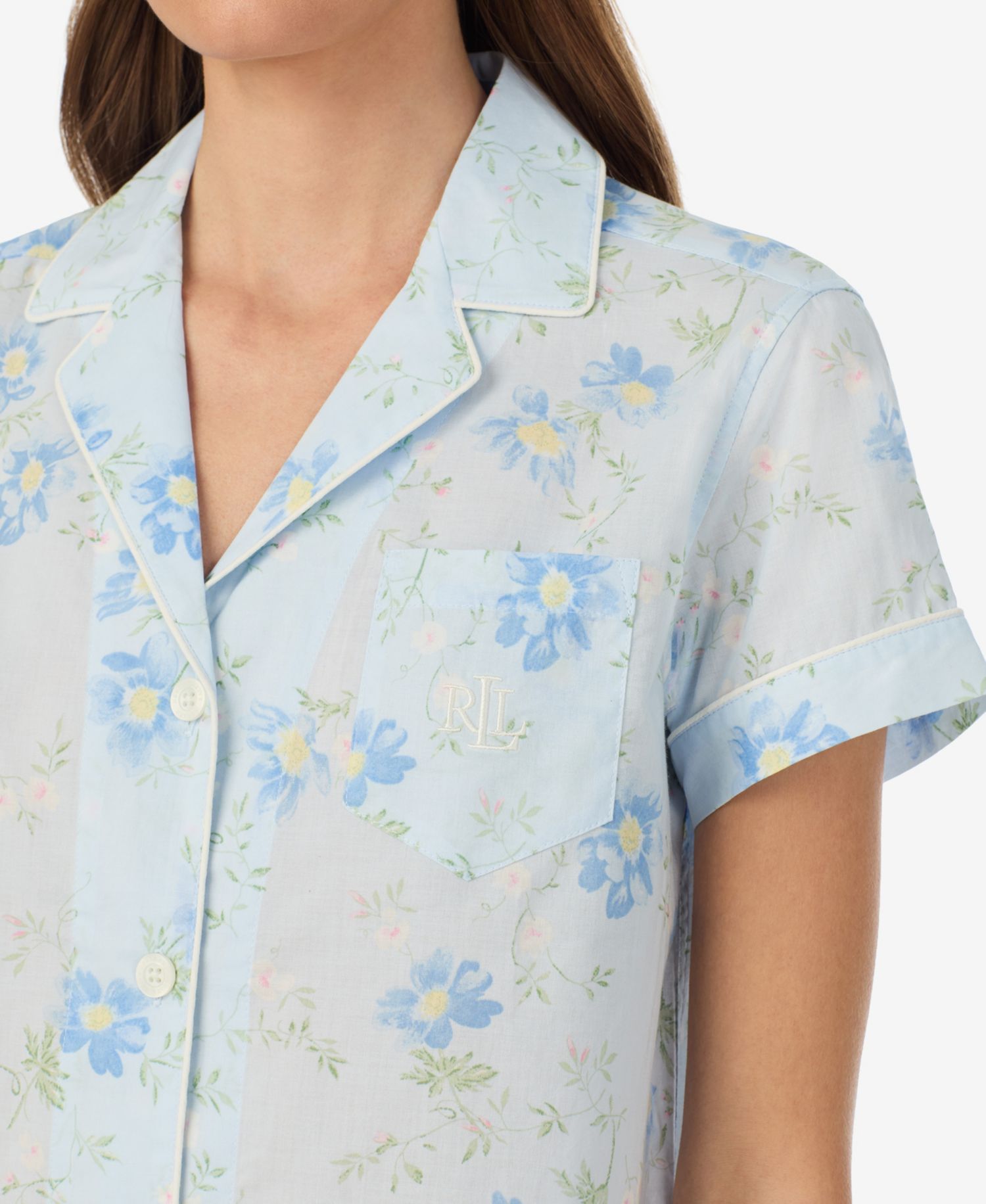 Women's Notch Collar Top and Cropped Pajama Pants, 2-Piece Set