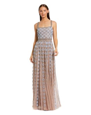 Women's Embellished Mesh A-Line Evening Gown