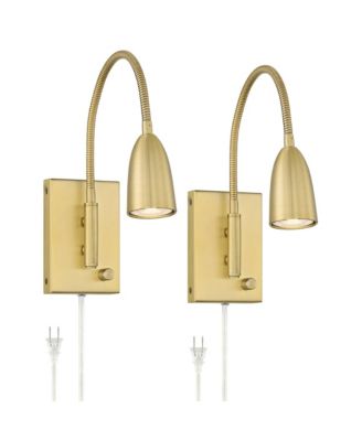 Lido Modern Wall Lamps Set of 2 Warm Plug-in Fixture LED Adjustable Gooseneck Arm for Bedroom Reading Living Room Hallway House Home