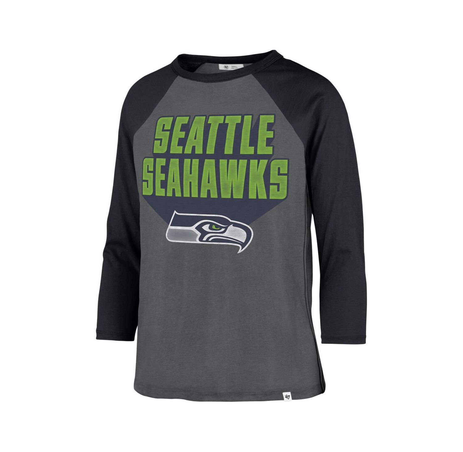 Women's Charcoal Seattle Seahawks Jetset Ava Raglan Long Sleeve T-Shirt