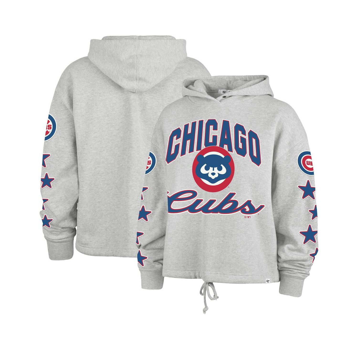 Women's Heather Gray Chicago Cubs Plus Size Starry Eye Hoodie