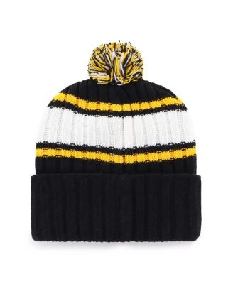 Men's Black Pittsburgh Pirates Plateau Cuffed Knit Hat with Pom