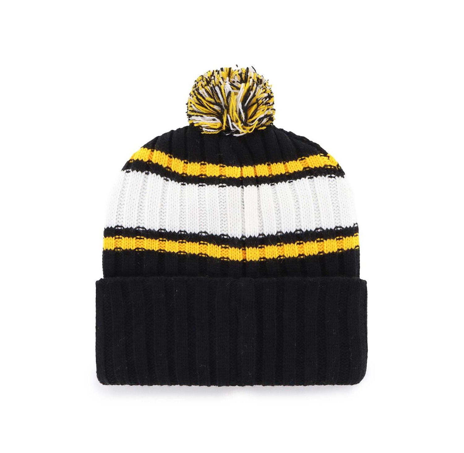 Men's Black Pittsburgh Pirates Plateau Cuffed Knit Hat with Pom
