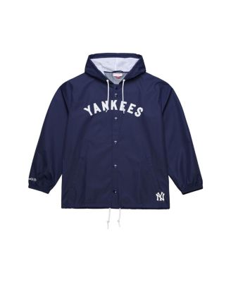 Men's Navy New York Yankees Full-Snap Hooded Coaches Jacket