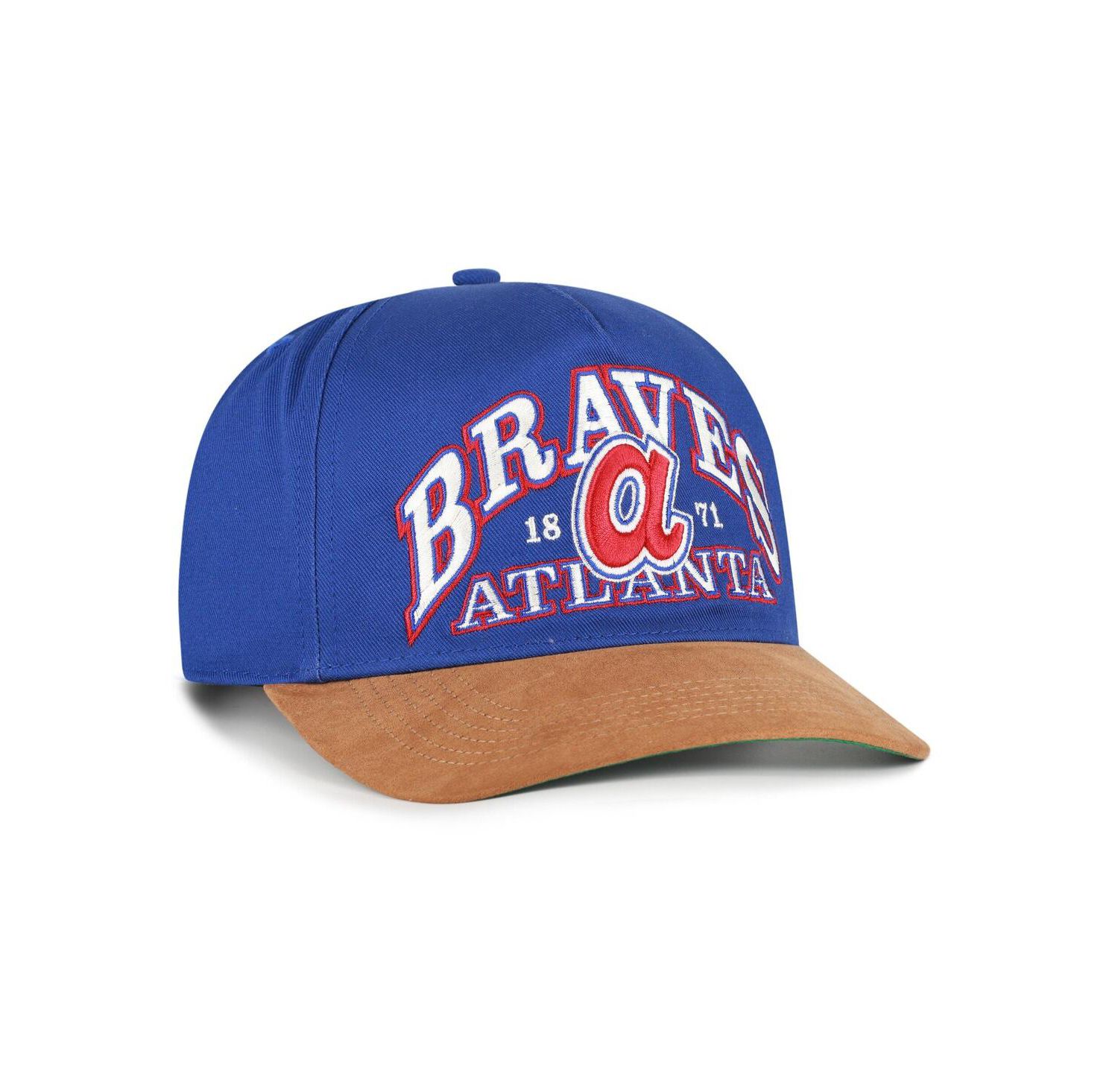Men's Royal/Brown Atlanta Braves Cooperstown Break Wood Suede Hitch Adjustable Hat