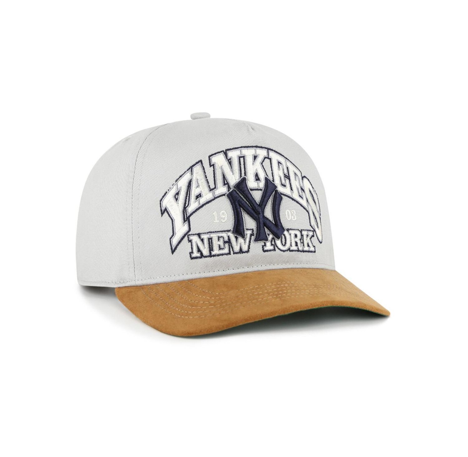 Men's Gray/Brown New York Yankees Cooperstown Break Wood Suede Hitch Adjustable Hat