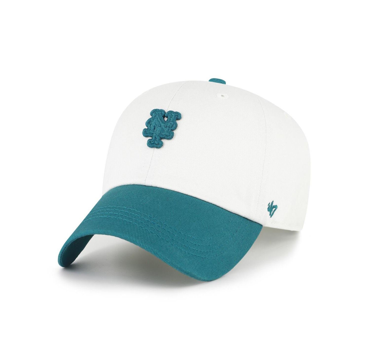 Men's White/Teal New York Mets Contemporary Tonal Clean Up Adjustable Hat