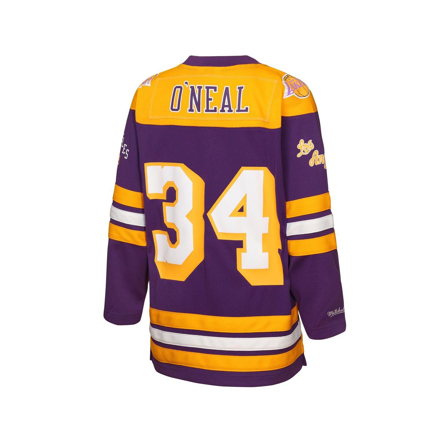 Детский топ Mitchell & Ness Shaquille O'Neal Purple Los Angeles Lakers Maxxed Out 2.0 Fashion Hockey Jersey — фото 3