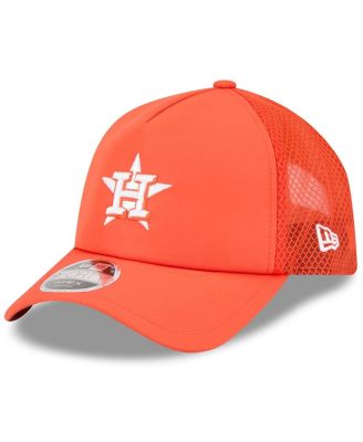 Men's Orange Houston Astros 2026 Batting Practice Apex 9FORTY Adjustable Trucker Hat