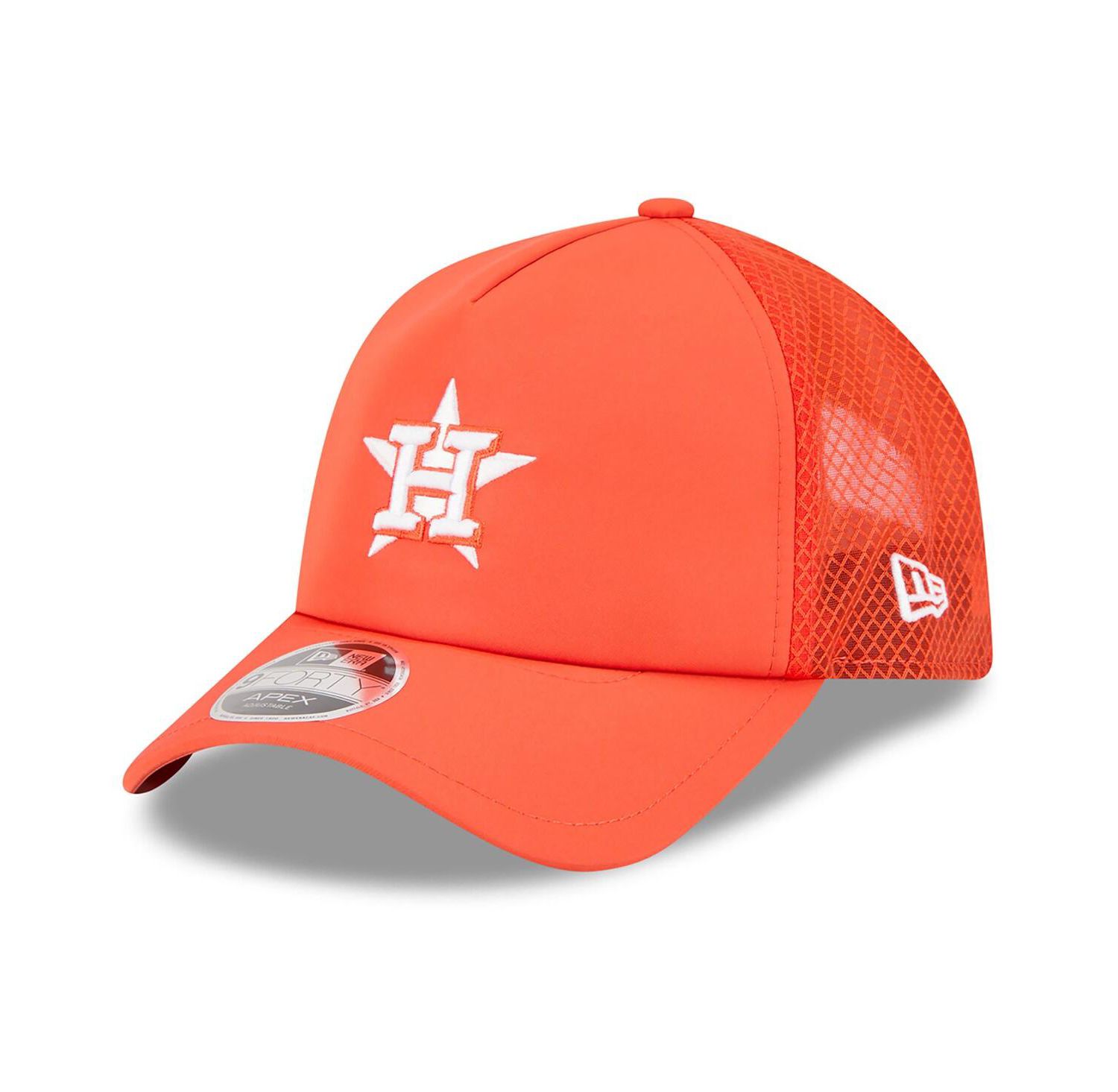 Men's Orange Houston Astros 2026 Batting Practice Apex 9FORTY Adjustable Trucker Hat