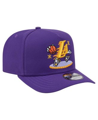 Men's Purple Los Angeles Lakers Injection Cartoon Logo A-Frame 9FIFTY Adjustable Hat