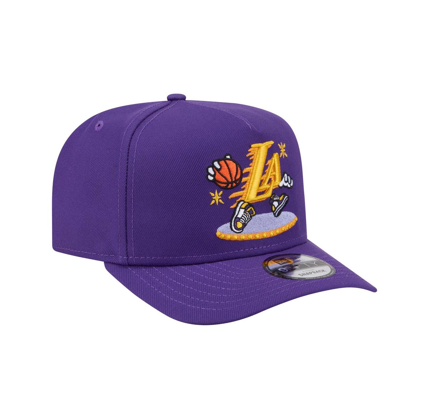 Men's Purple Los Angeles Lakers Injection Cartoon Logo A-Frame 9FIFTY Adjustable Hat
