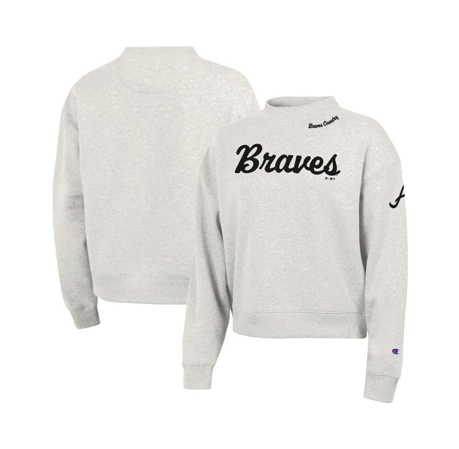 Women's Stone Atlanta Braves Triumph Tri-Blend Sweatshirt