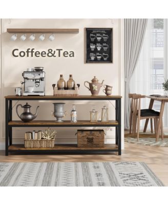 55.1" 3-Tier Multi-Functional Console Sofa Table with Storage Shelves, Entryway Table for Living Room